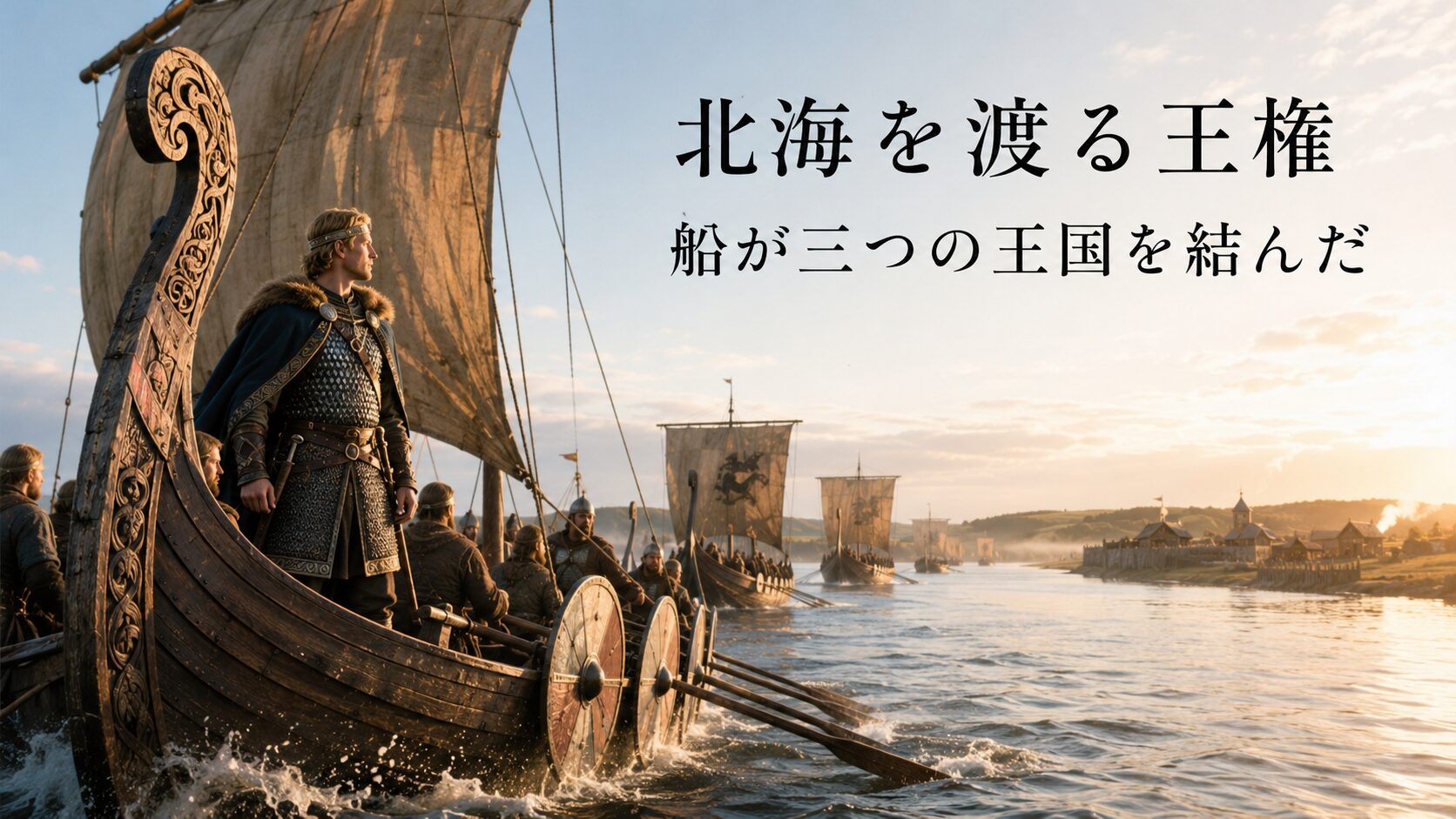 北海を航行する船団と支配者を描いた創作イメージ
